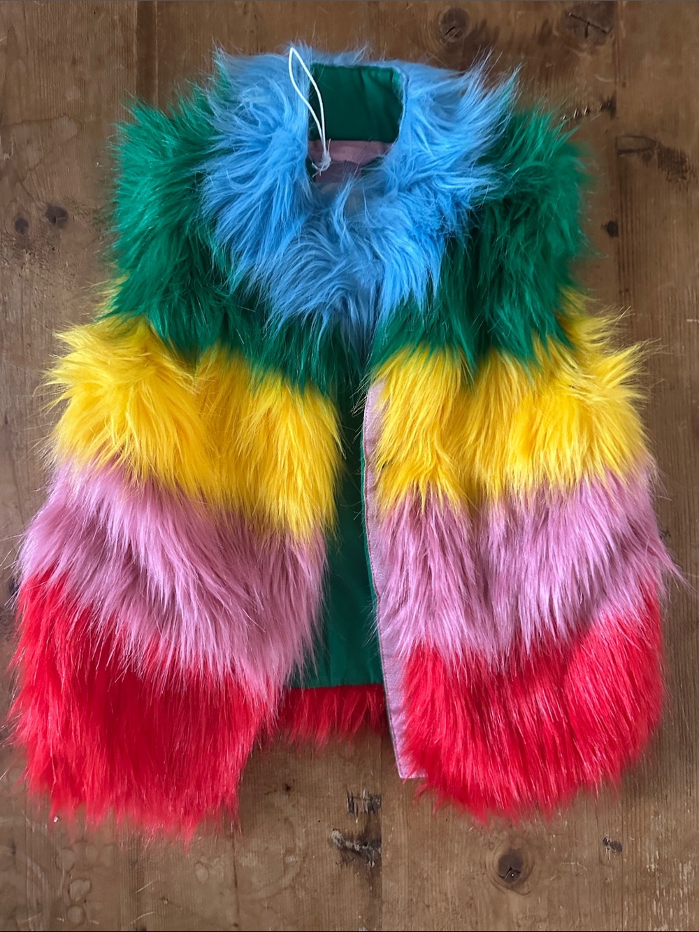 MINI BODEN multi color RAINBOW FUZZY VEST KIDS 3 - 4 YEARS NEW NO TAGS